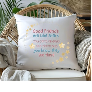Los buenos amigos son como las estrellas. Cojín cuadrado de regalo: cojín de la amistad, almohada decorativa para decoración de habitación, regalo para mejores amigos.