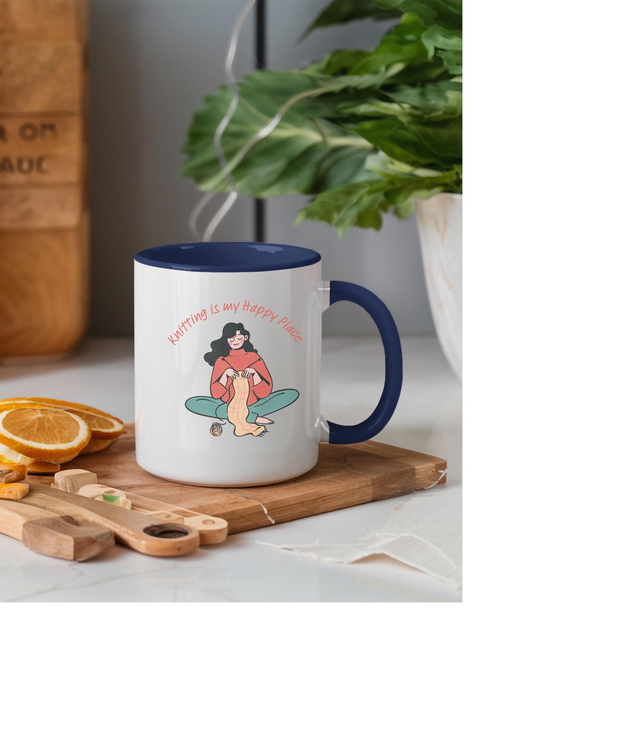 Knitting is my Happy Place Gift Mug, Best Friend Gift, Novelty Mug,  Friend Birthday , Mothers Day Gift