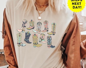 Cowgirl Boots Shirt, Country Concert Tee, Western Graphic Tee for Women, Oversized Graphic Tee, Cute Country Shirts, Cowgirl Shirt, Western