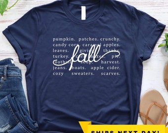 Fall Words Shirt, Women's Fall Tshirt, Autumn Shirt, Hello Fall Shirt, Thanksgiving Tee, Cute Fall Shirts, Fall Graphic Tees