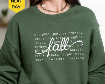 Fall Sweatshirt for Women, Fall Words Sweatshirt, Fall Words Hoodie, Hello Fall Crewneck, Autumn Sweatshirt, Fall Tops for Women