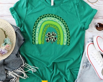 Shamrock Leopard Rainbow Shirt, Cute St Paddys Tee, St Patrick's Day T-Shirt, St Patricks Day Shirt, Gift For BFF, Unisex Shirt, Lucky Shirt