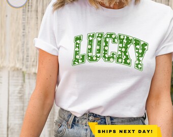 Lucky St Patrick Shirt, Lucky Holiday Party Tee, St. Patty's Day Shirt, St Patrick's Day Women's Tee, Cute Women's Tshirt, Patrick Crewneck