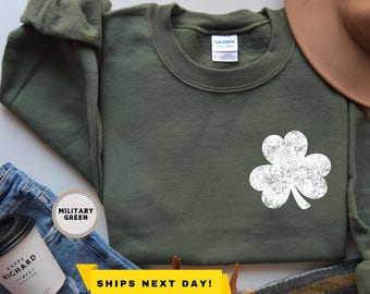 Womens St Patricks Sweatshirt, Irish Shirt, Saint Patrick Day Shirt, Happy Shamrock Shirt, Cute Lucky Sweatshirt, Retro Shamrock Sweatshirt