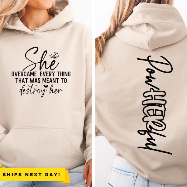 PowHERful Front and Back Sweatshirt, Strong Women Hoodie, Motivational Gift, Positive Affirmation Sweatshirt, Women Empowerment Sweatshirt