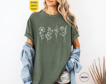 Comfort Colors® Wildflower Shirt, Botanical Shirt, Wild Flower Shirt, Floral Cottagecore Shirt, Flower Shirt, Nature Shirt,Wildflower Tshirt