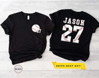 Chemise de baseball personnalisée avec nom et numéro, Chemise recto-verso, Chemise de baseball, Chemise de l'équipe de baseball, Chemise de baseball personnalisée, T-shirt Game Day