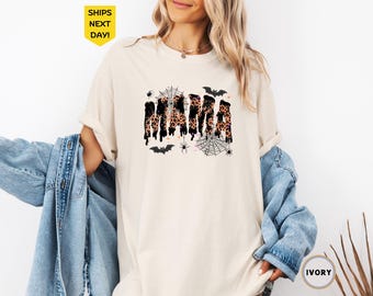Comfort Colors® Halloween Mama Shirt, Halloween Mom Shirt, Spooky Season Shirt, Mama Leopard Halloween Tee, Funny Halloween Mama Shirt