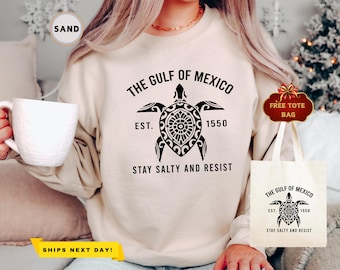 Gulf of Mexico Stay Salty Resistance Sweatshirt, Political Gift, Gulf Coast Sweatshirt, Democrat Gift, Anti Trump Sweatshirt, Resist Hoodie