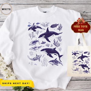 Sea Animals Vintage Sweatshirt, Ocean Lovers, Retro Ocean Hoodie, Ocean Gifts, Cute Sea Creatures Sweater, Cozy Warm Unisex Sweatshirt