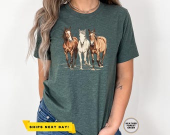 Western Horses Shirt, Cute Cowgirl Gift, Cute Western Horses, Cute Women Western Gift, Horse Lovers Shirt