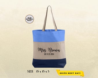 Personalized Bride Tote Bag, Honeymoon Gift, Engagement Gift, Bridal Gift, Gift For Bride, Bridal Shower Gift, Wedding Gift, Bride Tote Bags