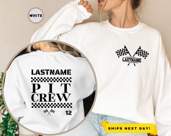 Custom Racing Sweatshirt, Matching Family Personalized Last Name Racing Sweatshirt, Motomom Gift, Funny Pit Crew Outfit, Motocross Hoodie