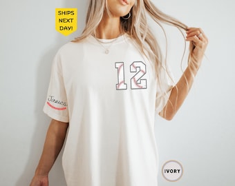 Comfort Colors® Custom Baseball Number and Name Tshirt, Custom Baseball, Personalized Baseball Shirt, Baseball Mom Tee,Baseball Custom Shirt