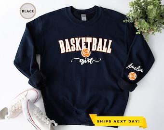 Girls Basketball Sweatshirt, Custom Basketball Gifts, Basketball Girl Sweatshirt, Basketball Girl Hoodie, Custom Basketball Girl Hoodie