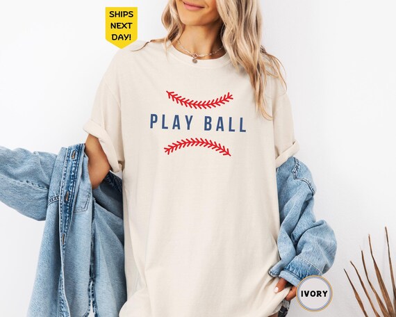 Comfort Colors® Play Ball Shirt, Sporty Mom Gift, Baseball Game Day Shirt, Cute Baseball Shirt, Baseball Shirt for Women, Game Fan Shirt