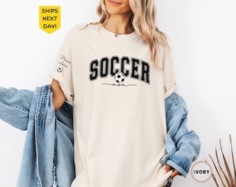 Comfort Colors® Custom Soccer Mom Shirt, Mothers Day Gift, Soccer Mom Gift, Soccer Game Day Shirt, Personalized Soccer Mom Shirt