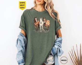 Comfort Colors® Western Horses Shirt, Cute Women Gift, Horse Lovers Holiday Gift, Trendy Western Shirt, Cute Western Horses Shirt