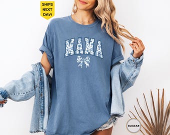 Mama Shirt Comfort Colors® , New Mom Shirt, Mom Life Shirt, Pregnancy Announcement Shirt, Cute Mom Mothers Day Gift, Toile Floral Mama Shirt