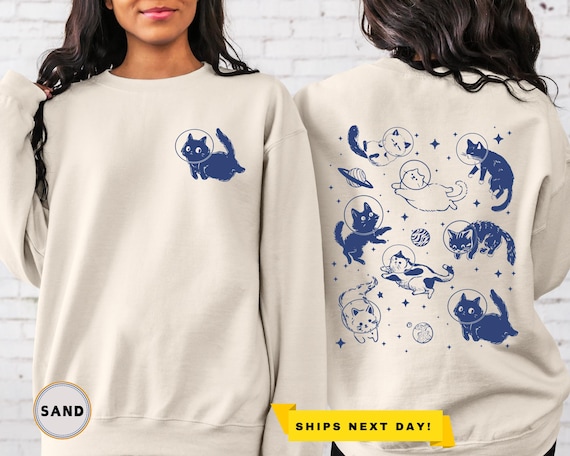 Cats in Space Hoodie,Funny Cat Hoodie,Retro Kitten Trendy Hoodie,Cat Lover Gift,Unisex Graphic Hoodie,Aesthetic Graphic Retro Vintage Hoodie
