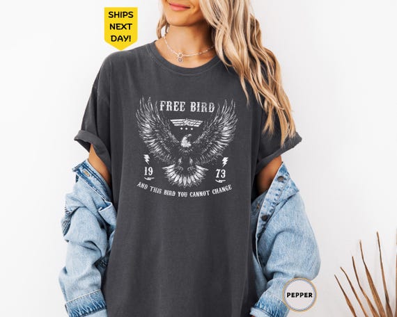 Comfort Colors® Free Bird Tee, Comfort Colors Brand Shirt, Oversized Trendy Shirts, Rock Band Tee, Retro Music Shirt,Old School Band T-shirt