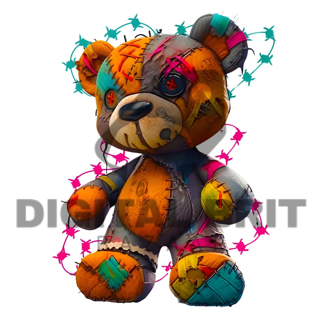 Tattered Teddy Bear Png for Colorful Sublimate Design. Png for Shirt ...