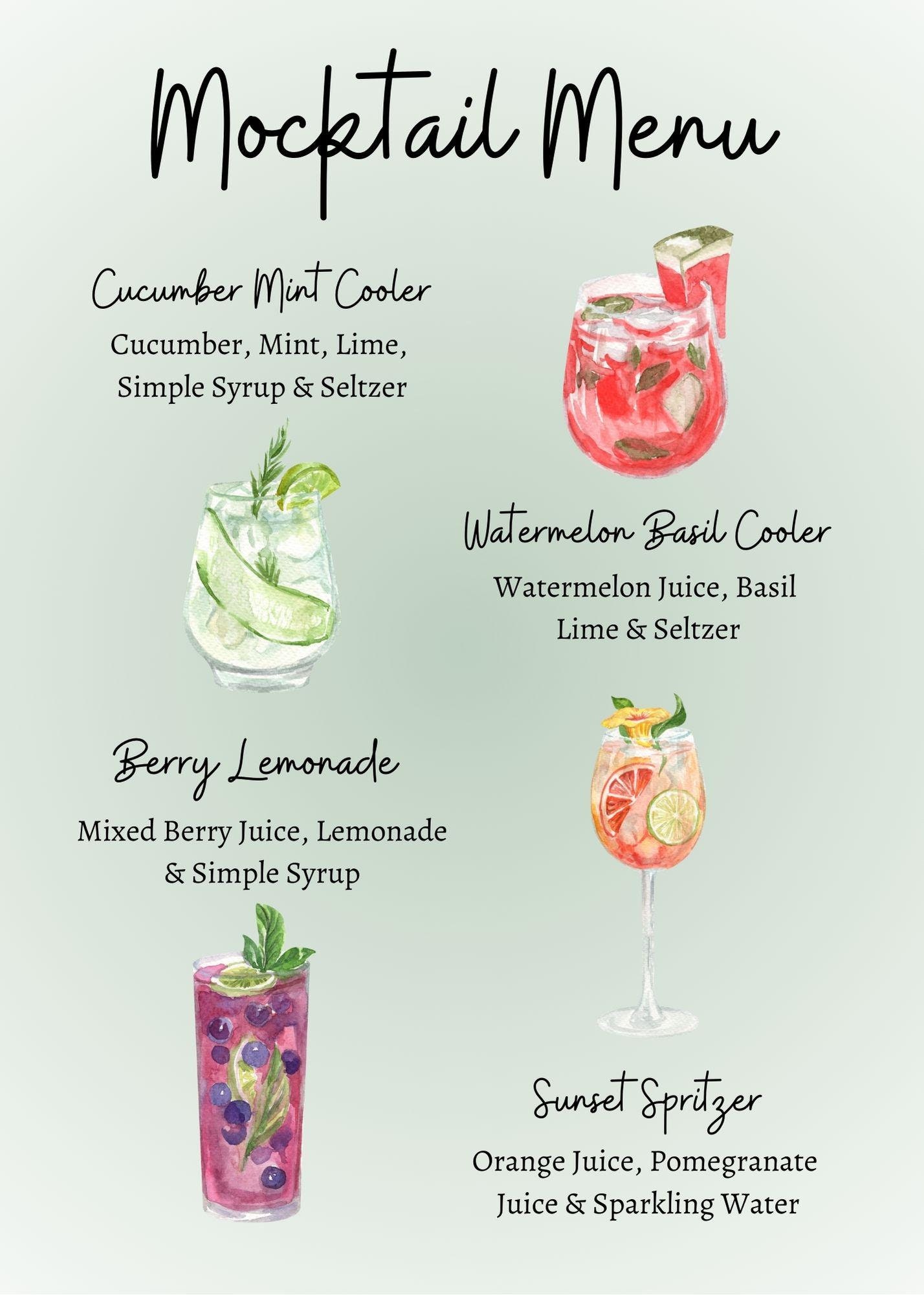 Mocktail Menu