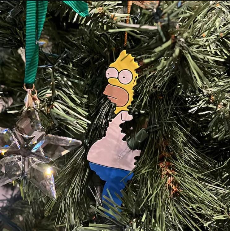 Homer Simpson Christmas Ornament – The Simpsons Bush Meme Bauble – Premium 3D Print Decoration