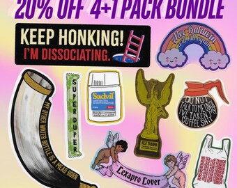 20% OFF 4+1 Bundle - FIVE STICKERS total | Your choice of 4-regular, 1-large sticker combination