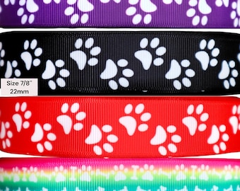 Paw Print Grosgrain Ribbon: 7/8&quot; (3 Yards)