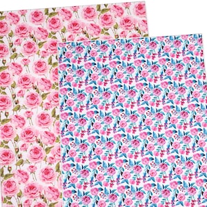 1pc-8.5&quot;x 11.9&quot; Flower Printed Faux Leather Sheets / DIY Earring/Hair Bow Crafts Leather/Printed Synthetic Leather