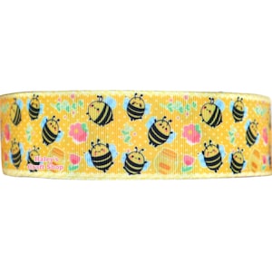 1.5&quot; 38mm-3yards Bee Ribbon-,High Quality Grosgrain Ribbon, DIY Hair Bow Ribbon.