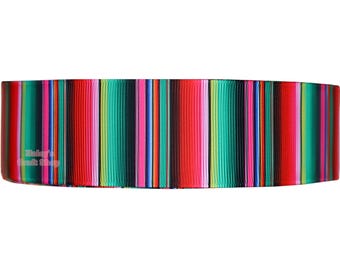 Serape Grosgrain Ribbon: Colorful Mexican Fabric Ribbon, DIY Crafting - 3 Yards