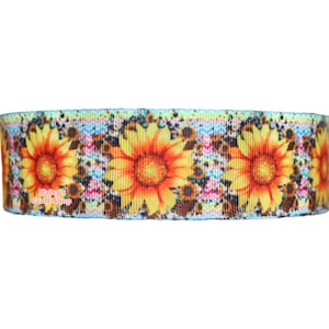 3yards Sunflower Ribbon- 1.5&quot; 38mm,High Quality Grosgrain Ribbon, DIY Hair Bow Ribbon. Ready to Ship