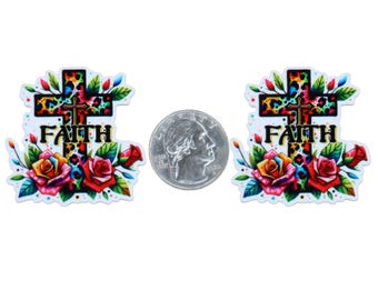 1pc Faith Resin Planar Flatbacks, For Bows, Crafts, DIY, Craft Supplies P413