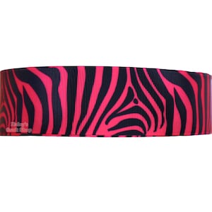7/8&quot; or 1.5&quot; -3yards-Hot pink zebra Ribbon-High Quality Grosgrain Ribbon, DIY Hair Bow Ribbon.