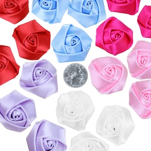 5pc Satin Flowers, Satin Rosette, Rosette, Fabric Flower, Fabric Flowers for Craft Hair Bows