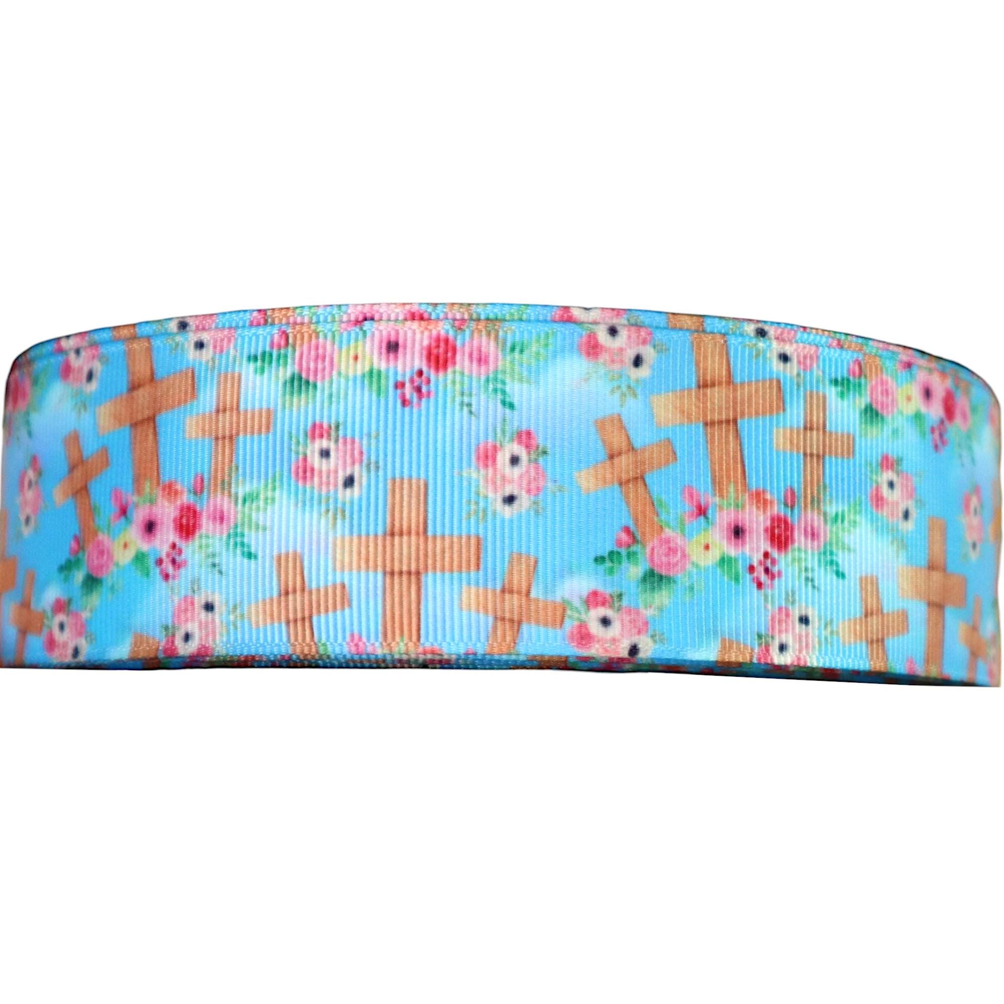 Floral Cross Grosgrain Ribbon: 1.5