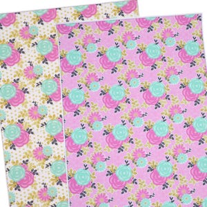 1pc-8.5&quot;x 11.9&quot; Flower Printed Faux Leather Sheets/ DIY Earring/Hair Bow Crafts Leather/Printed Synthetic Leather