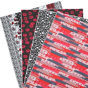 1pc-8.5&quot;x 11.9&quot; Printed Faux Leather Sheets/DIY Earring/Hair Bow Crafts Leather/Printed Synthetic Leather/Love Faux Leather