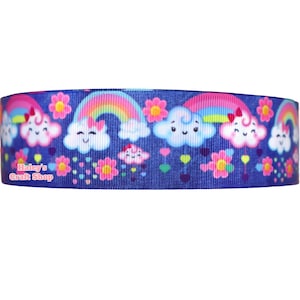 Cloud Rainbow Grosgrain Ribbon: DIY Hair Bow Crafting - 3 Yards