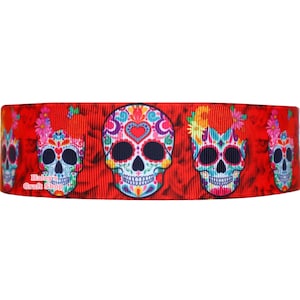 7/8&quot; or 1.5&quot;-3yards Skull Ribbon, high Quality Grosgrain Ribbon, DIY Hair Bow Ribbon