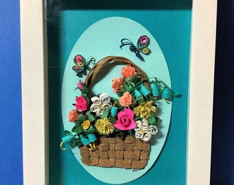 Quilled Basket Of Flowers