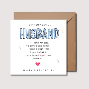 Biglietto di compleanno per marito, biglietto personalizzato per marito, biglietto per marito, compleanno del marito, biglietto per marito, biglietto per partner, biglietto per lui, WW0137