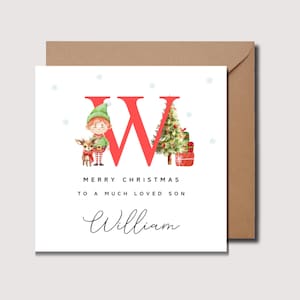 Weihnachtskarte Sohn, Weihnachtskarte für Sohn, Kinder Weihnachtskarte, Happy Christmas Sohn Karte, Kinder Weihnachtskarte, Elfe Weihnachtskarte WW0133