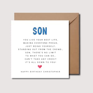 Tarjeta de cumpleaños para hijo, tarjeta de cumpleaños significativa para hijo, poema para hijo, tarjeta de cumpleaños para hijo adulto, tarjeta de cumpleaños para hijo, cumpleaños especial para hijo. WW0276