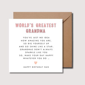Tarjeta de cumpleaños de la abuela, tarjeta de cumpleaños de la abuela, tarjeta de cumpleaños de la niñera, tarjeta de cumpleaños de MeeMaw, tarjeta de cumpleaños de la abuela, tarjeta de cumpleaños de la abuela, nana, W0248