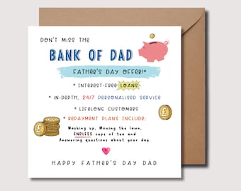 Divertida tarjeta del Día del Padre "Banco de Papá", WW07630