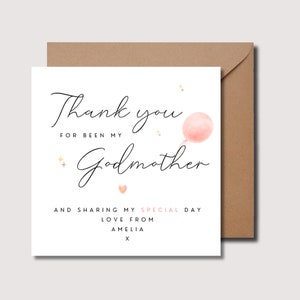 Tarjeta de agradecimiento a la madrina, tarjeta de bautizo de madrina personalizada, tarjeta de padrino, tarjeta de agradecimiento a la madrina, tarjeta de madrina, WW0256