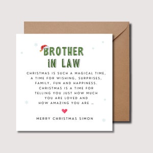 Cartão de Natal para cunhado, cartão para cunhado, Cartão de Natal personalizado para cunhado, cartão para cunhado de Natal, WW0288